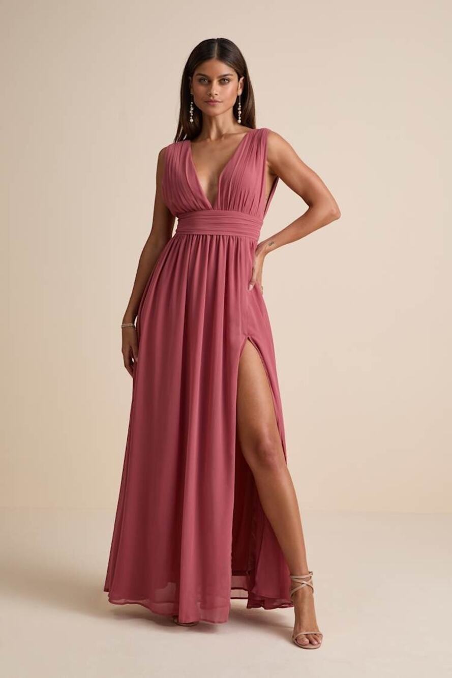 NWOT Lulus Heavenly Hues Desert Rose Maxi Dress Size Medium MSRP $99